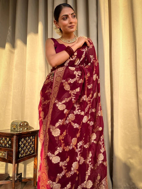 VastraLakshmi Inspiring Wine Soft Silk Saree With Beauteous Blouse Piece