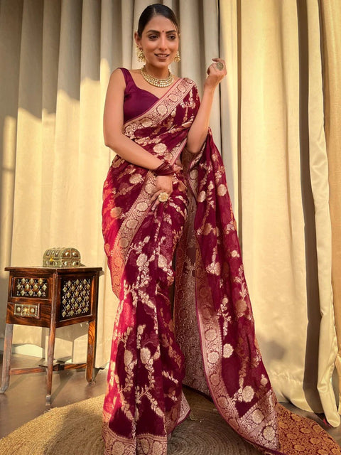 VastraLakshmi Inspiring Wine Soft Silk Saree With Beauteous Blouse Piece