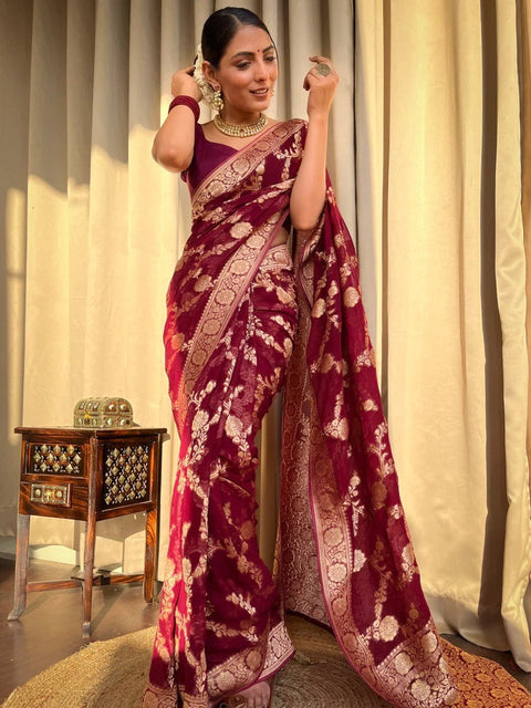 VastraLakshmi Inspiring Wine Soft Silk Saree With Beauteous Blouse Piece