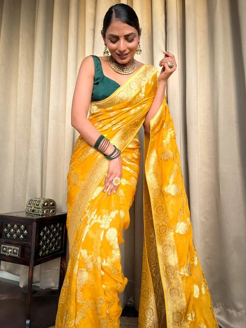 VastraLakshmi Desirable Yellow Soft Silk Saree With Super classy Blouse Piece