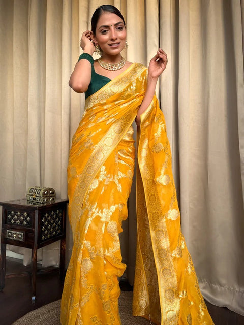 VastraLakshmi Desirable Yellow Soft Silk Saree With Super classy Blouse Piece