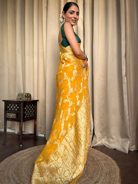 VastraLakshmi Desirable Yellow Soft Silk Saree With Super classy Blouse Piece