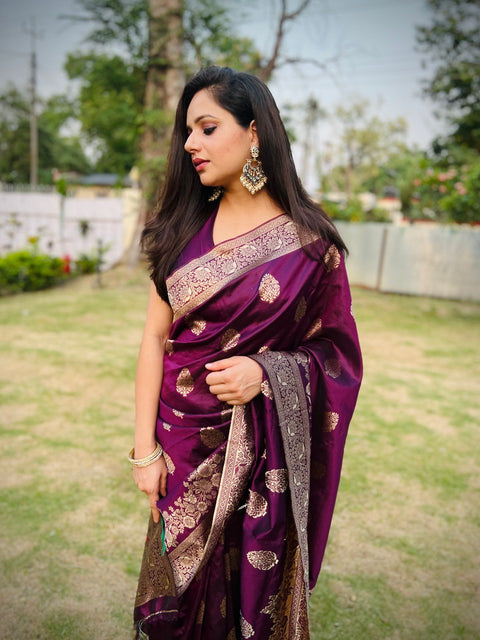 VastraLakshmi Lissome Wine Soft Silk Saree With Desultory Blouse Piece