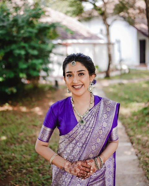 VastraLakshmi Dalliance Royal Blue Soft Silk Saree With Ephemeral Blouse Piece