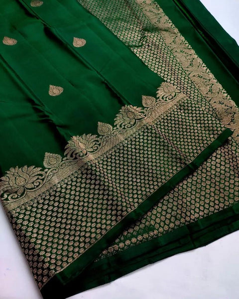 VastraLakshmi Symmetrical Dark Green Soft Silk Saree With Susurrous Blouse Piece