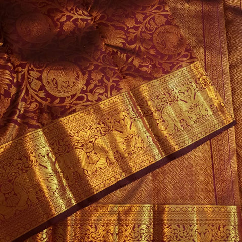 VastraLakshmi Lovely Wine Soft Banarasi Silk Saree With Precious Blouse Piece