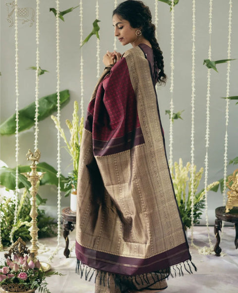 VastraLakshmi Beautiful Wine Soft Silk Saree With Precious Blouse Piece