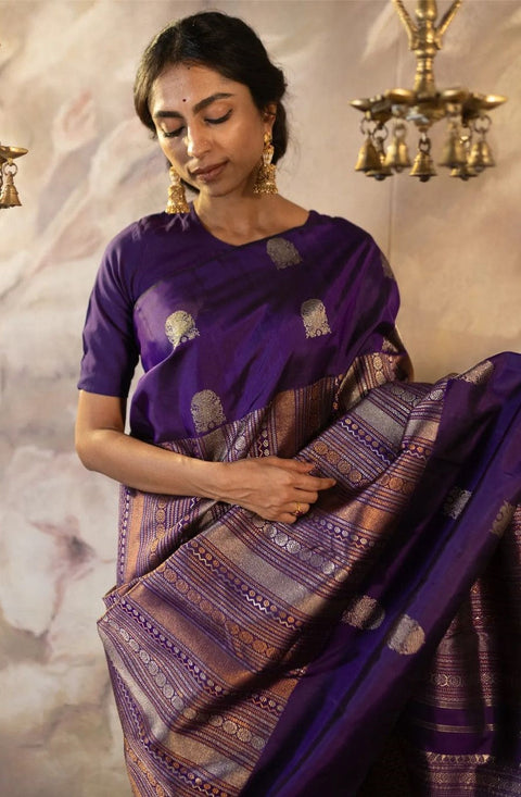 VastraLakshmi Phenomenal Purple Soft Silk Saree With Engrossing Blouse Piece