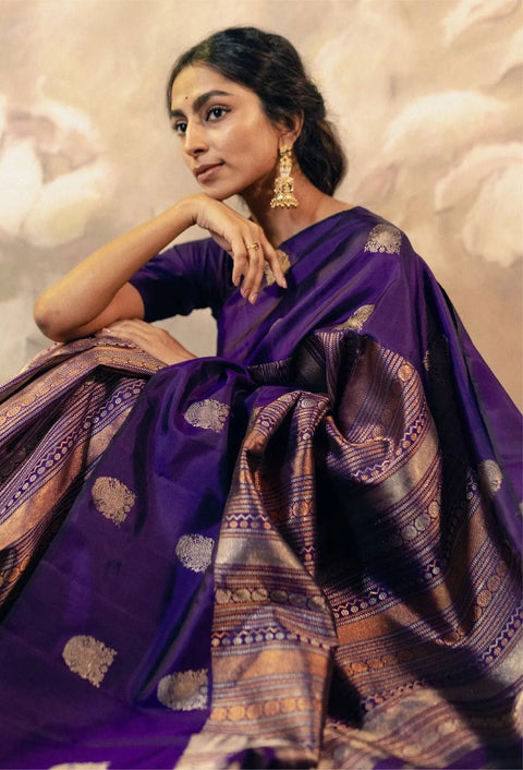 VastraLakshmi Phenomenal Purple Soft Silk Saree With Engrossing Blouse Piece