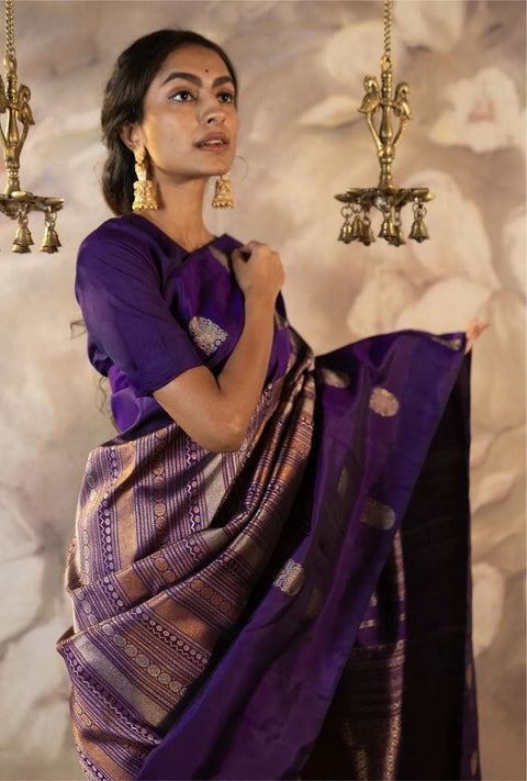 VastraLakshmi Phenomenal Purple Soft Silk Saree With Engrossing Blouse Piece