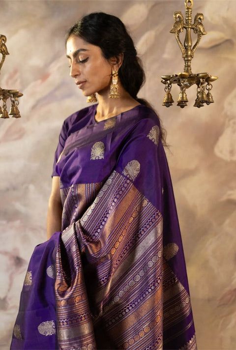 VastraLakshmi Phenomenal Purple Soft Silk Saree With Engrossing Blouse Piece