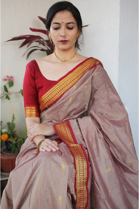 VastraLakshmi Evanescent Grey Soft Silk Saree With Murmurous Blouse Piece