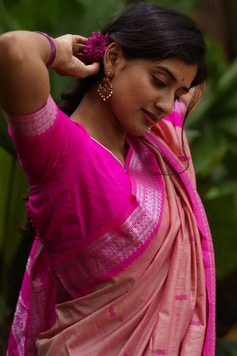 VastraLakshmi Snazzy Pink Soft Silk Saree With Transcendent Blouse Piece