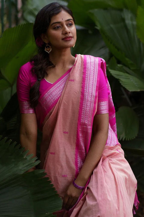 VastraLakshmi Snazzy Pink Soft Silk Saree With Transcendent Blouse Piece