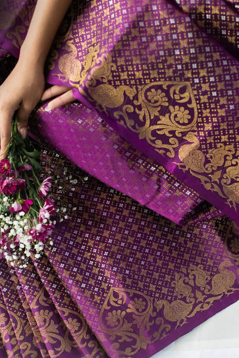 VastraLakshmi Pleasurable Purple Soft Silk Saree With Lassitude Blouse Piece