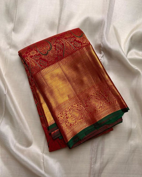 VastraLakshmi Staring Red Soft Silk Saree With Glorious Blouse Piece