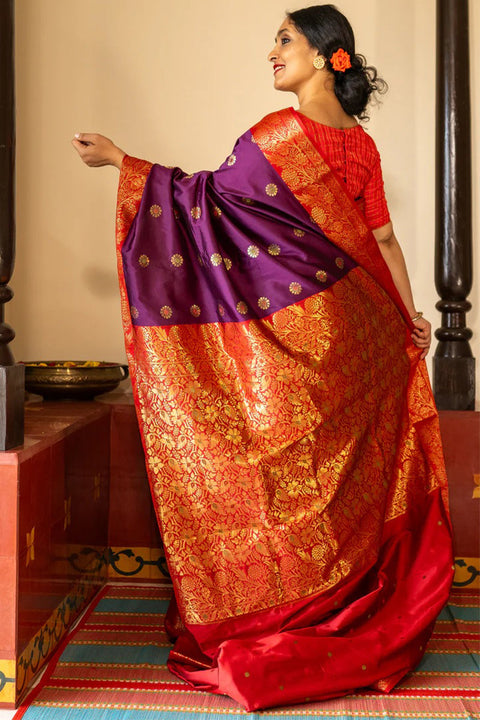 VastraLakshmi Ethnic Purple Soft Silk Saree With Delightful Blouse Piece