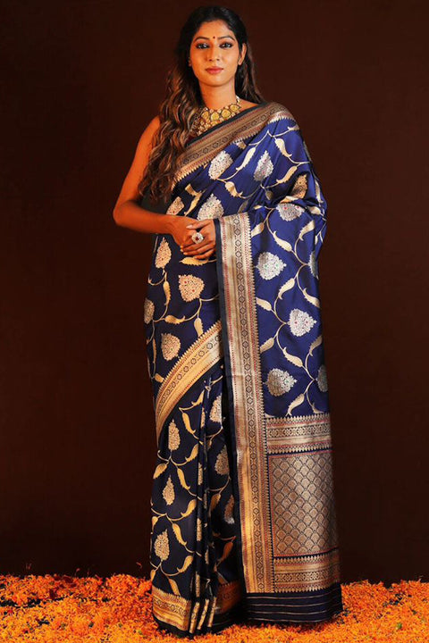 VastraLakshmi Refreshing Blue Soft Silk Saree With Twirling Blouse Piece