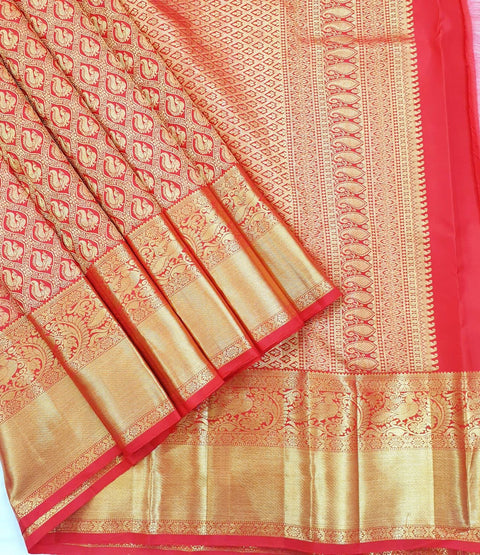 VastraLakshmi Mellifluous Red Soft Silk Saree With Beleaguer Blouse Piece