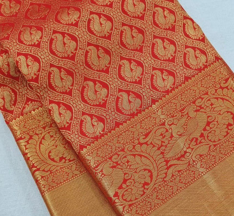 VastraLakshmi Mellifluous Red Soft Silk Saree With Beleaguer Blouse Piece