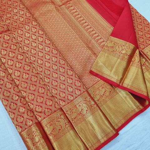 VastraLakshmi Mellifluous Red Soft Silk Saree With Beleaguer Blouse Piece