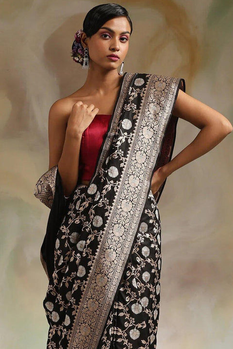 VastraLakshmi Flaunt Black Soft Silk Saree With Radiant Blouse Piece