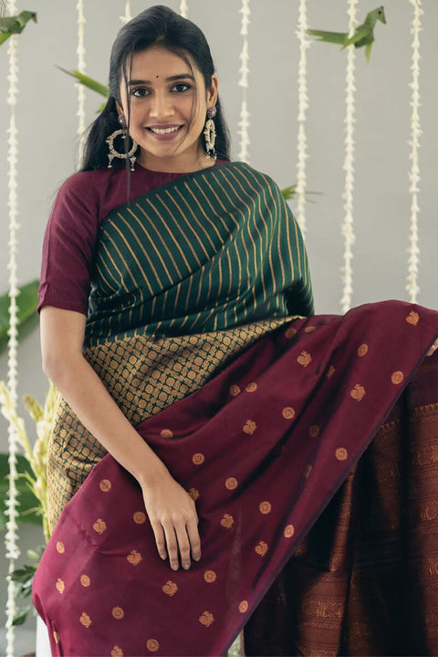 VastraLakshmi Flattering Wine Soft Silk Saree With Panoply Blouse Piece