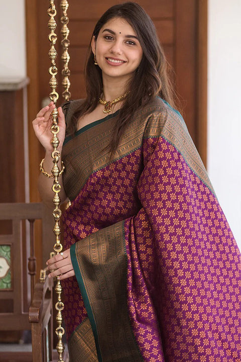 VastraLakshmi Adorning Purple Soft Silk Saree With Flattering Blouse Piece