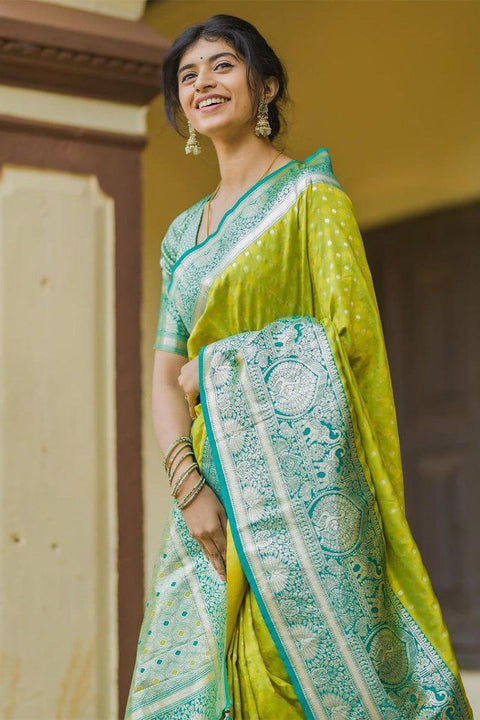 VastraLakshmi Gratifying Parrot Soft Silk Saree With Elegant Blouse Piece