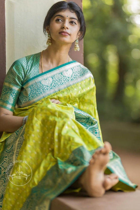 VastraLakshmi Gratifying Parrot Soft Silk Saree With Elegant Blouse Piece