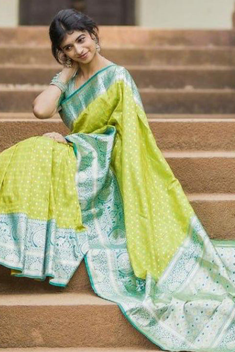 VastraLakshmi Gratifying Parrot Soft Silk Saree With Elegant Blouse Piece