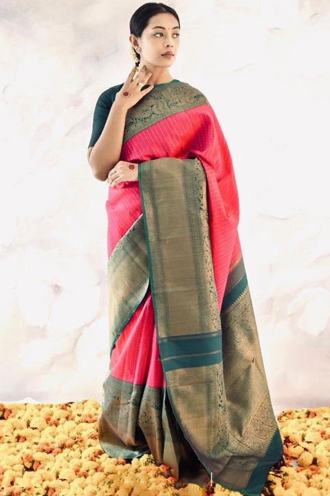 VastraLakshmi Pretty Pink Soft Silk Saree With Bewitching Blouse Piece