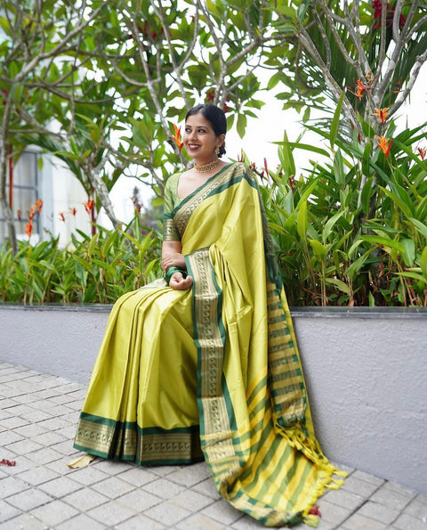 VastraLakshmi Evanescent Perrot Soft Silk Saree With Chatoyant Blouse Piece