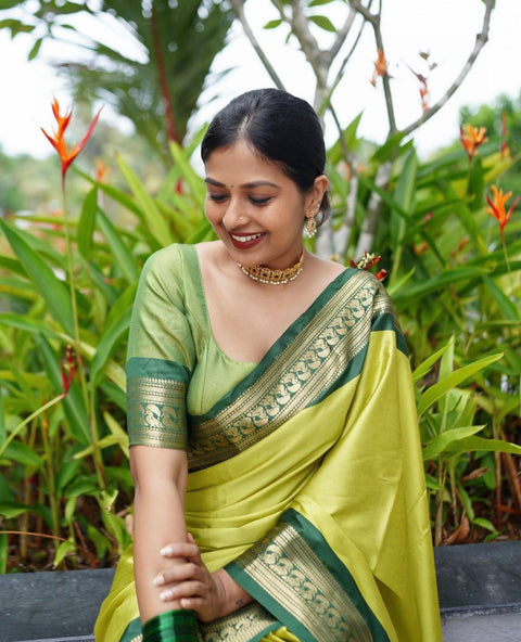 VastraLakshmi Evanescent Perrot Soft Silk Saree With Chatoyant Blouse Piece