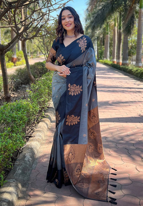 VastraLakshmi Demanding Grey Soft Silk Saree With Fancifull Blouse Piece