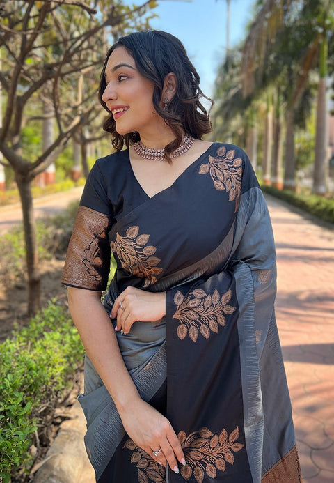 VastraLakshmi Demanding Grey Soft Silk Saree With Fancifull Blouse Piece