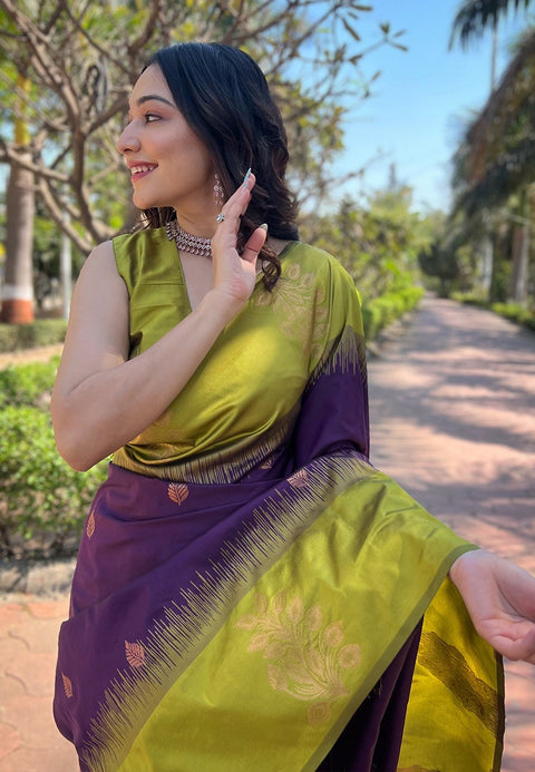 VastraLakshmi Demure Purple Soft Silk Saree With Delectable Blouse Piece