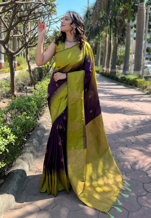 VastraLakshmi Demure Purple Soft Silk Saree With Delectable Blouse Piece