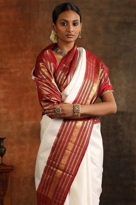 VastraLakshmi Magnetic Off White Soft Silk Saree With Luxuriant Blouse Piece