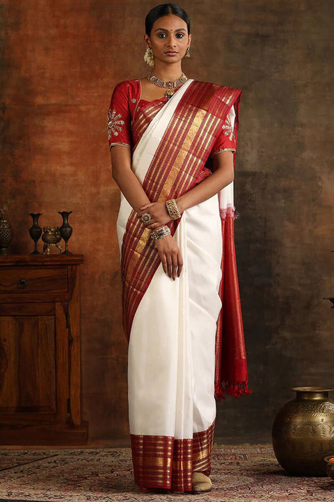 VastraLakshmi Magnetic Off White Soft Silk Saree With Luxuriant Blouse Piece