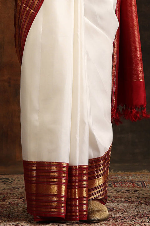 VastraLakshmi Magnetic Off White Soft Silk Saree With Luxuriant Blouse Piece