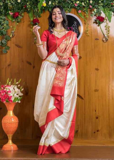 VastraLakshmi Seraglio Beige Soft Silk Saree With Smashing Blouse Piece