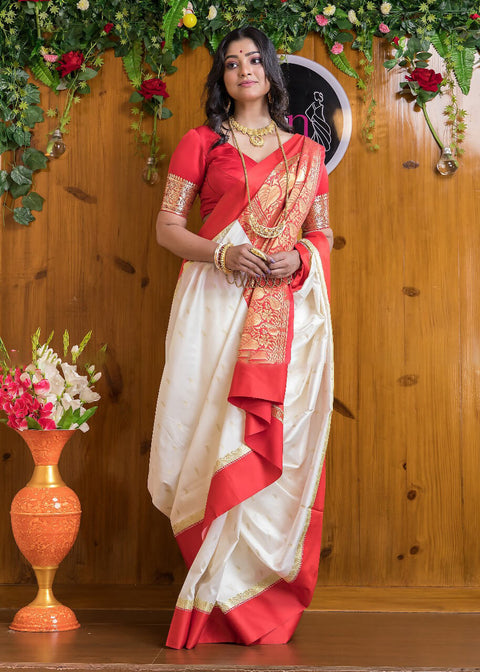 VastraLakshmi Seraglio Beige Soft Silk Saree With Smashing Blouse Piece