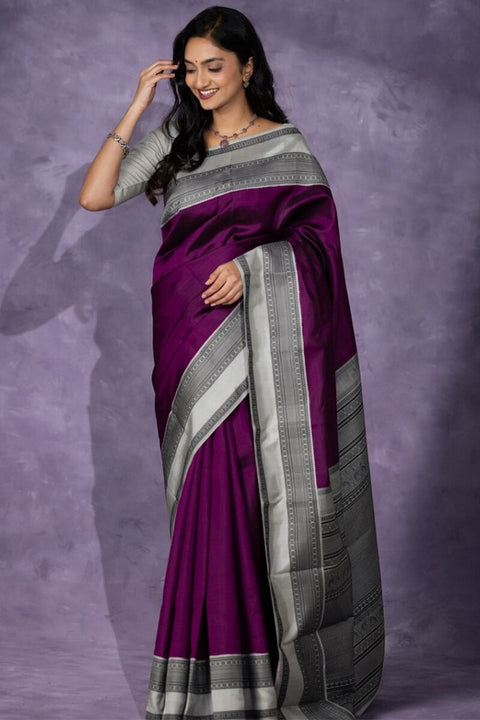 VastraLakshmi Supernal Wine Soft Silk Saree With Enigmatic Blouse Piece