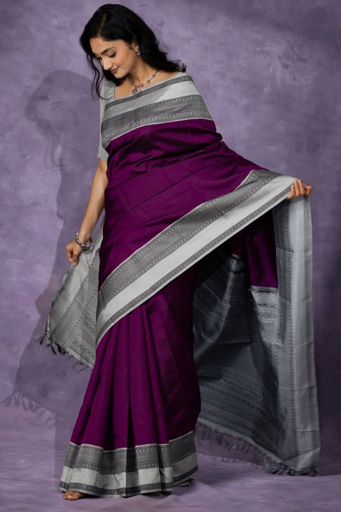 VastraLakshmi Supernal Wine Soft Silk Saree With Enigmatic Blouse Piece