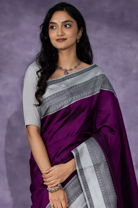 VastraLakshmi Supernal Wine Soft Silk Saree With Enigmatic Blouse Piece