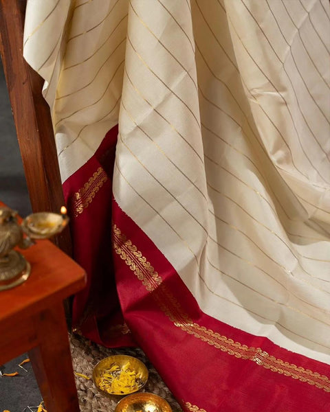 VastraLakshmi Adorning Off White Soft Silk Saree With Captivating Blouse Piece