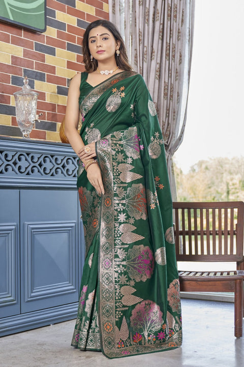 VastraLakshmi Majesty Dark Green Soft Silk Saree With Desirable Blouse Piece