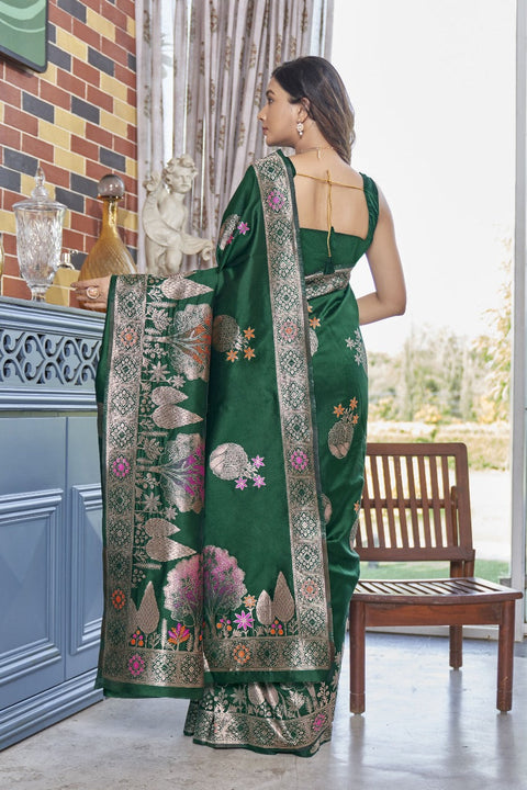 VastraLakshmi Majesty Dark Green Soft Silk Saree With Desirable Blouse Piece