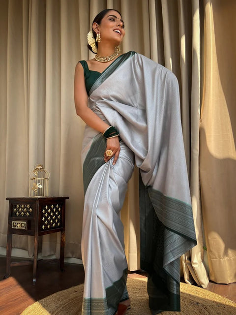 VastraLakshmi Engaging Grey Soft Silk Saree With Tempting Blouse Piece